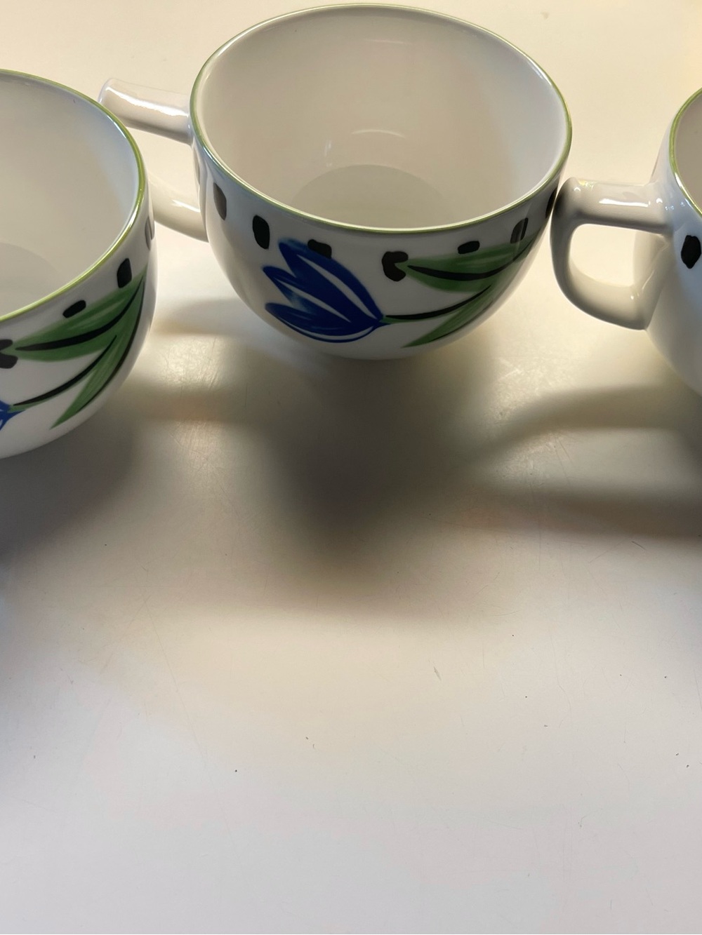 Ceramic White Mug with Blue & Green Floral Pattern mikasa